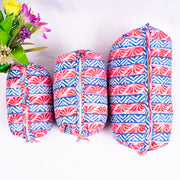 Assorted hand Block Printed Large Toiletry Bag, Waterproof Wash Bag, Makeup Bag, Cosmetic Bag, Travel Bag with Pockets - CraftJaipur